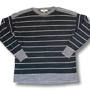 NWT LOFT Cold Shoulder Sweater Crew Neck Gray &‎ White Stripes S